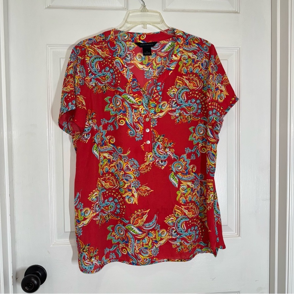 Investments Red Paisley Blouse
